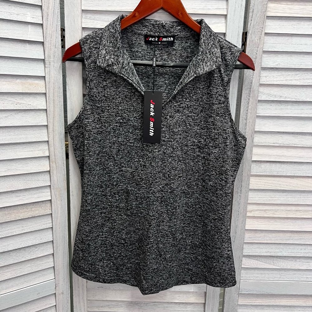 JACK SMITH Women Sleeveless Golf Tennis Shirts Moisture Wicking Print Sport Polo